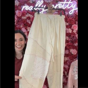 POL Cream Joggers with Pink Accents